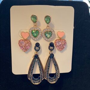 Set of Three Beautiful Earring Sets All Sparkling & Colorful to Match Any Outfit